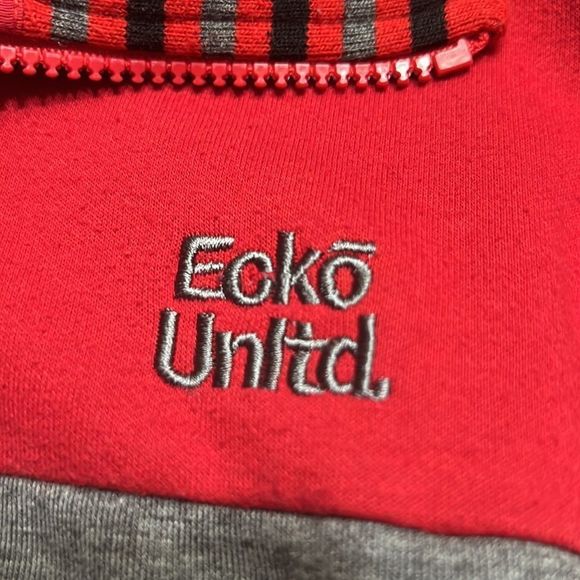 Ecko Unlimited Grey Red Trim Zip Up Sweatshirt Jacket Sz XL - Picture 5 of 10